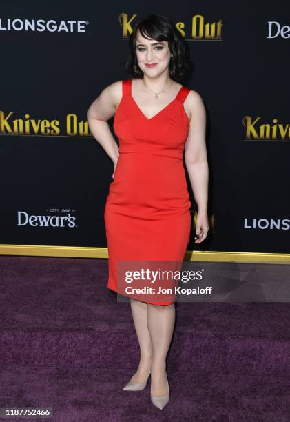 Mara Wilson attends the premiere of Lionsgate's "Knives Out" at Regency Village Theatre on November 14, 2019 in Westwood, California.