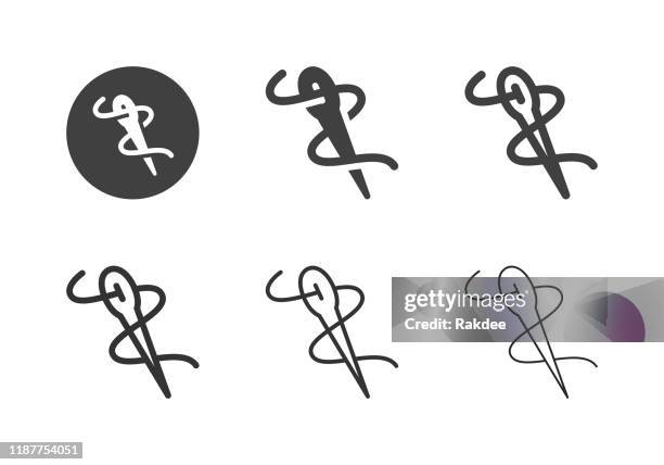 needle icons - multi series - surgical suture stock illustrations