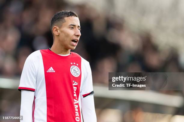 Anass Salah-Eddine of Ajax Amsterdam U19 looks on during the UEFA Youth League match between Ajax Amsterdam U19 and FC Valencia U19 on December 10,...