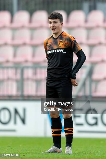 Ignacio Garre of FC Valencia U19 looks on during the UEFA Youth League match between Ajax Amsterdam U19 and FC Valencia U19 on December 10, 2019 in...