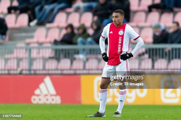 Steven van der Sloot of Ajax Amsterdam U19 looks on during the UEFA Youth League match between Ajax Amsterdam U19 and FC Valencia U19 on December 10,...