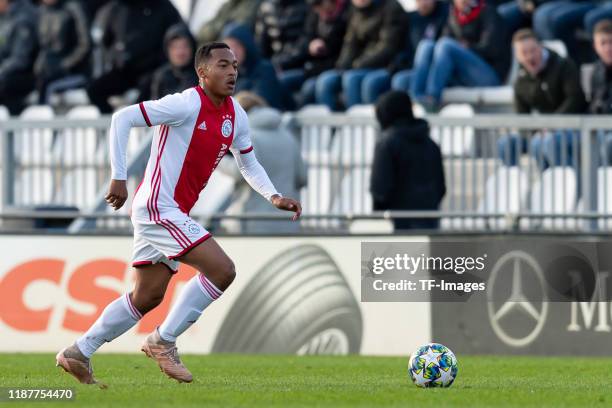 Nordin Musampa of Ajax Amsterdam U19 controls the ball during the UEFA Youth League match between Ajax Amsterdam U19 and FC Valencia U19 on December...