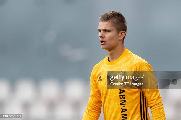 Goalkeeper Calvin Raatsie of Ajax Amsterdam U19 looks on during the UEFA Youth League match between Ajax Amsterdam U19 and FC Valencia U19 on...