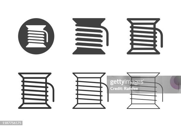 bobbin thread icons - multi series - spool stock illustrations