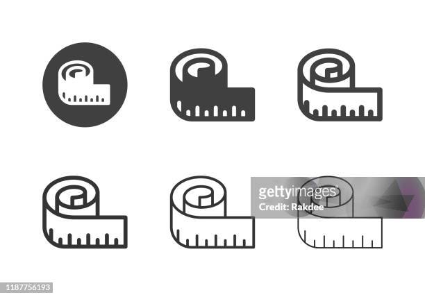 measuring tape icons - multi series - length stock illustrations