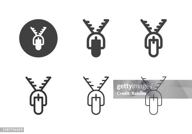 zip icons - multi series - zipper stock illustrations