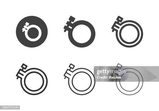 embroidery hoop icons - multi series - embroidery frame stock illustrations