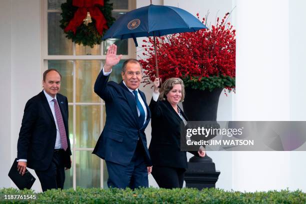 Russian Foreign Minister Sergei Lavrov departs the White House in Washington,DC, on December 10 after meeting with US President Donald Trump.