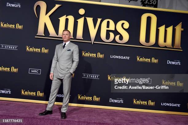 Daniel Craig attends the Premiere of Lionsgate's "Knives Out" at Regency Village Theatre on November 14, 2019 in Westwood, California.
