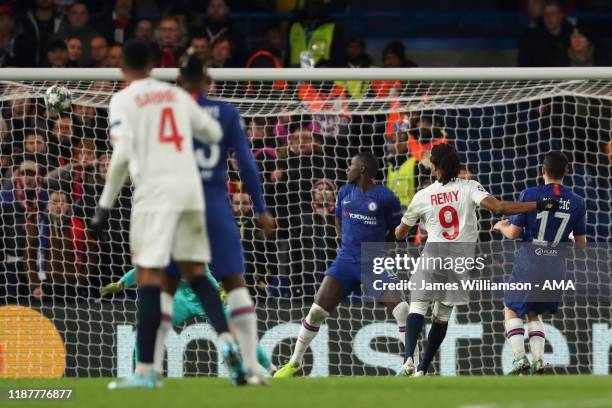 Loic Remy of Lille OSC scores a goal to make it 2-1 during the UEFA Champions League group H match between Chelsea FC and Lille OSC at Stamford...