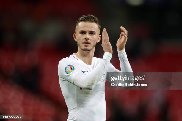 James Maddison of England after his sides 7-0 win during the UEFA Euro 2020 qualifier between England and Montenegro at Wembley Stadium on November...