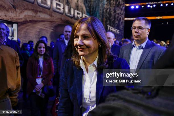 Mary Barra, Chairman and CEO of General Motors, is shown at the reveals of the new 2021 Chevrolet Suburban and 2021 Chevrolet Tahoe SUVs at Little...