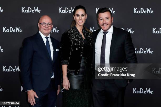 Andre Maeder, Nathalie Benko and Rene Benko attend the KaDeWe Grand Opening event at KaDeWe on December 10, 2019 in Berlin, Germany.