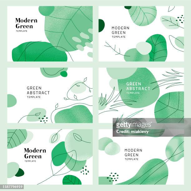 green abstract backgrounds with leaves - plant stock illustrations