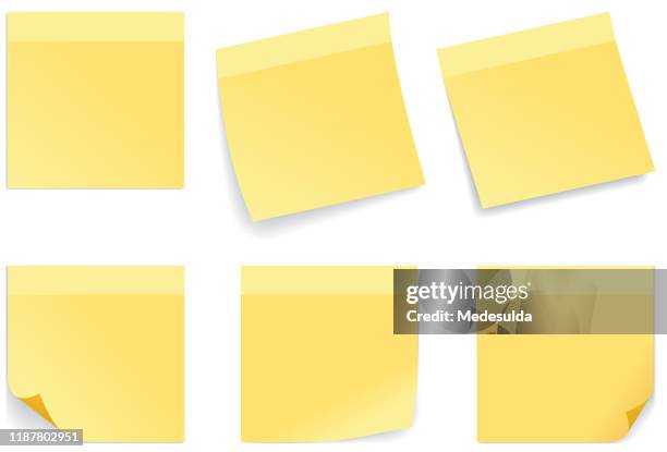 ilustraciones, imágenes clip art, dibujos animados e iconos de stock de nota de palo amarillo - post it