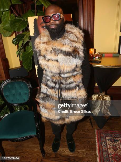 Fur Designer Duckie Confetti poses at the celebration for the "North of 40" Podcast Launch at Dapper Dan Atelier on November 14, 2019 in New York...