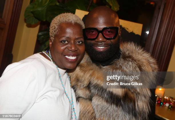 Lillias White and Fur Designer Duckie Confetti pose at the celebration for the "North of 40" Podcast Launch at Dapper Dan Atelier on November 14,...