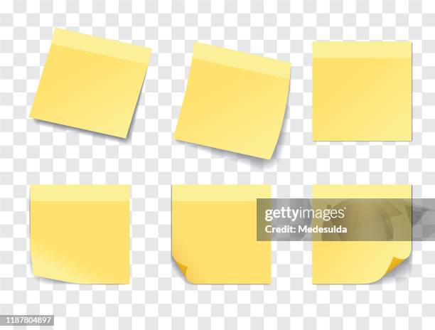 yellow stick note - thumbtack stock illustrations