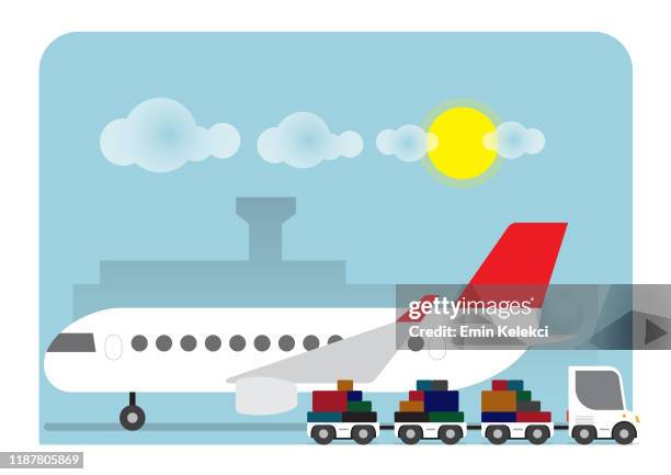 commercial aircrafts - airport tarmac stock illustrations