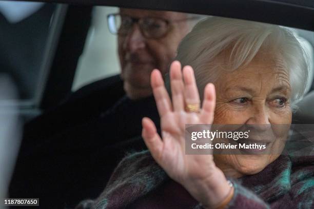 King Albert II of Belgium and Queen Paola leave the Cathedral of Saint-Michael and Saint-Gudele after the celebration King Philippe's birthday during...