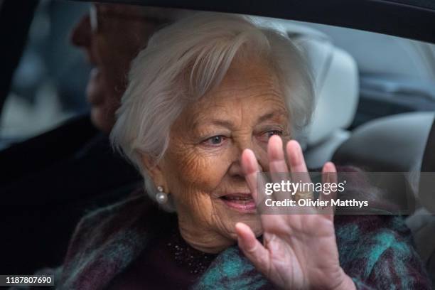 King Albert II of Belgium and Queen Paola leave the Cathedral of Saint-Michael and Saint-Gudele after the celebration King Philippe's birthday during...