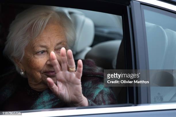King Albert II of Belgium and Queen Paola leave the Cathedral of Saint-Michael and Saint-Gudele after the celebration King Philippe's birthday during...