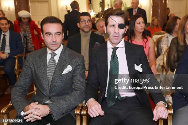 Enrique Ponce and Juan José Padilla attends 'Capote de las Artes 2019' awards at Hotel Wellington on November 14, 2019 in Madrid, Spain.