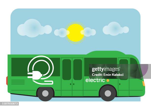 illustrazioni stock, clip art, cartoni animati e icone di tendenza di autobus ecologico - smog