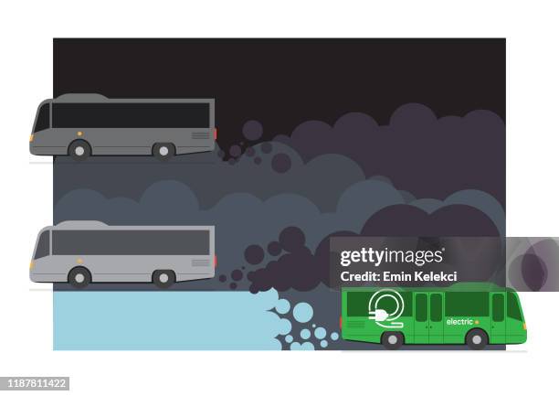 electric public transport - paris agreement stock illustrations