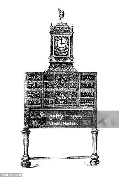 andre-charles boulle (1642-1732) clock - tortoiseshell pattern stock illustrations