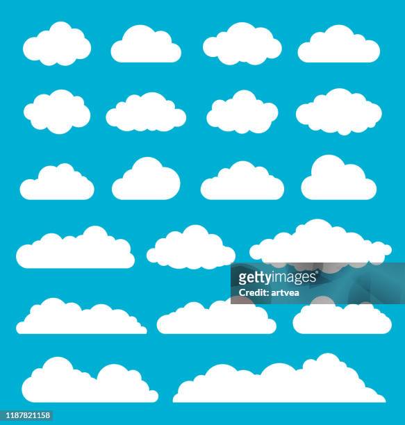 stockillustraties, clipart, cartoons en iconen met wolken set - wolkenlandschap