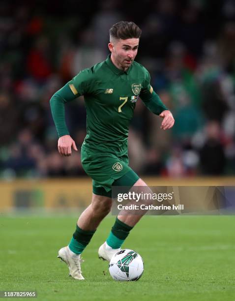 Sean Maguire of Republic of Ireland during the International Friendly match between Republic of Ireland and New Zealand at Aviva Stadium on November...