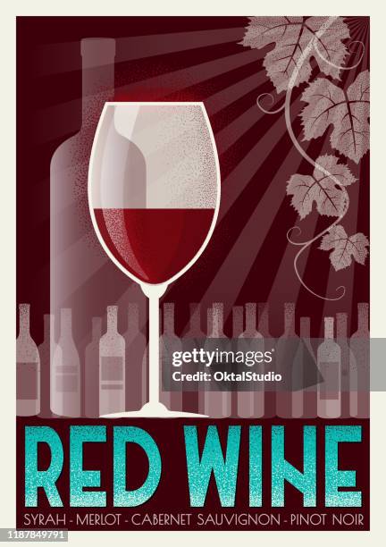 red wine art deco poster - maroon stock illustrations