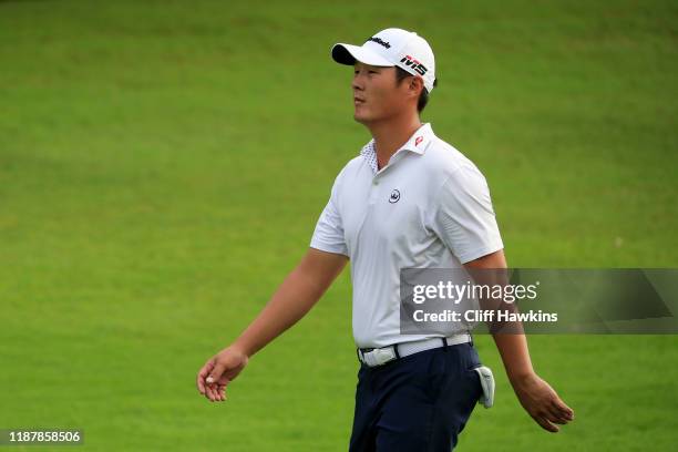 Danny Lee of New Zealand walks on the sixth hole during the first round of the Mayakoba Golf Classic at El Camaleon Mayakoba Golf Course on November...