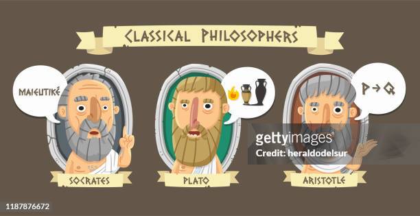 ilustrações, clipart, desenhos animados e ícones de filósofos gregos clássicos - aristotle