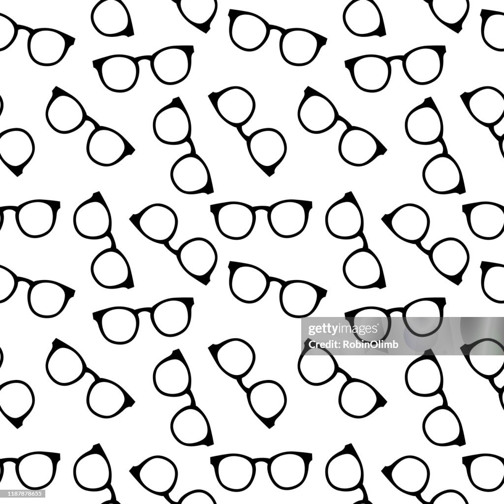 Black Eyeglasses Seamless Pattern