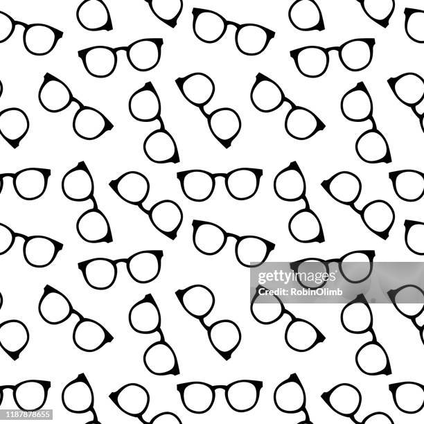 black eyeglasses seamless pattern - horn rimmed glasses stock illustrations