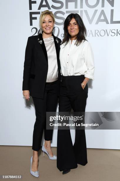 Nadja Swarovski and Emmanuelle Alt attend Vogue Fashion Festival Photocall At Hotel Potocki In Paris on November 15, 2019 in Paris, France.
