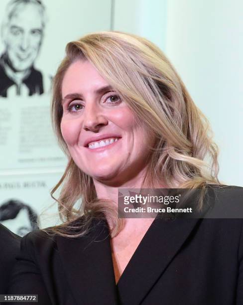 Hayley Wickenheiser attends a photo opportunity for the 2019 Induction Ceremony at the Hockey Hall Of Fame on November 15, 2019 in Toronto, Ontario,...