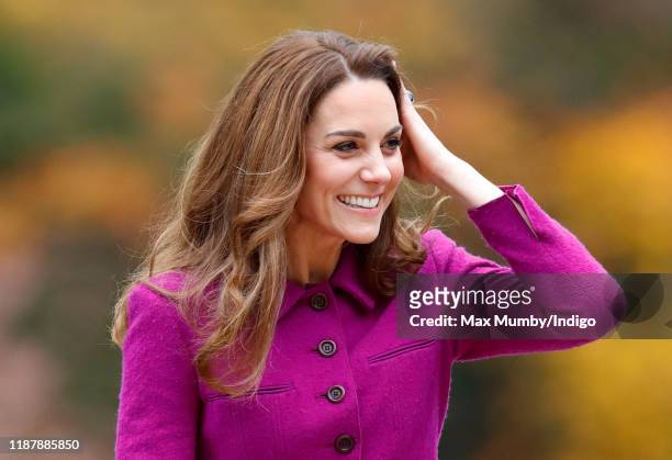 Catherine, Duchess of Cambridge arrives to open 'The Nook' Children's Hospice on November 15, 2019 in Framingham Earl, Norfolk. The Duchess of...