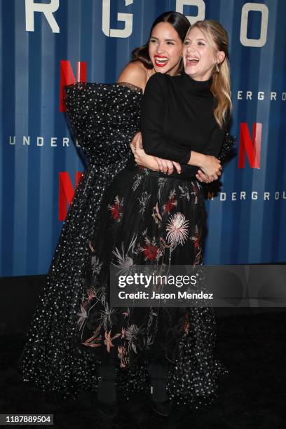 Melanie Laurent and Adria Arjona attend Netflix's "6 Underground" New York Premiere at The Shed on December 10, 2019 in New York City.