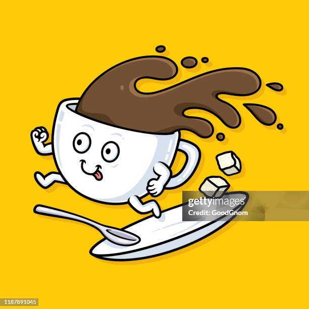 laufende tasse kaffee - kleckern stock-grafiken, -clipart, -cartoons und -symbole