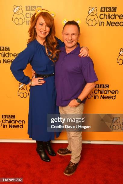 Gabrielle Blackman and Mark Millar of DIY SOS backstage at BBC Children in Need's 2019 Appeal night at Elstree Studios on November 15, 2019 in...