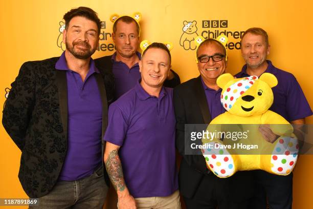 Nick Knowles, Mark Millar, Billy Byrne and Chris Frediani of DIY SOS backstage at BBC Children in Need's 2019 Appeal night at Elstree Studios on...
