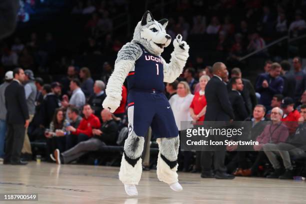 Connecticut Huskies mascot during the second half of the Jimmy V Classic college basketball game between the Connecticut Huskies and the Indiana...