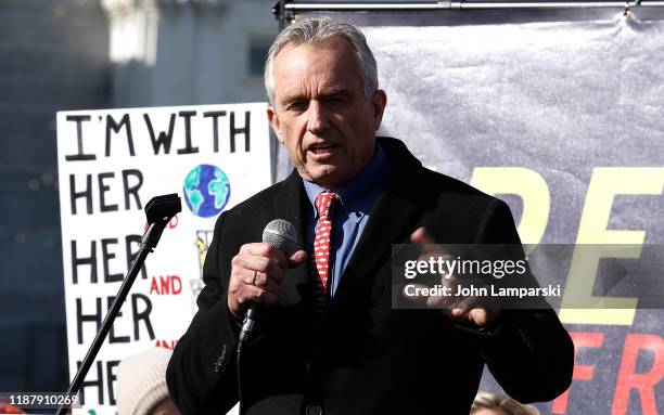 Robert Kennedy Jr. Speaks during "Fire Drill Friday" climate change protest on November 15, 2019 in Washington, DC. Protesters are demanding fast...