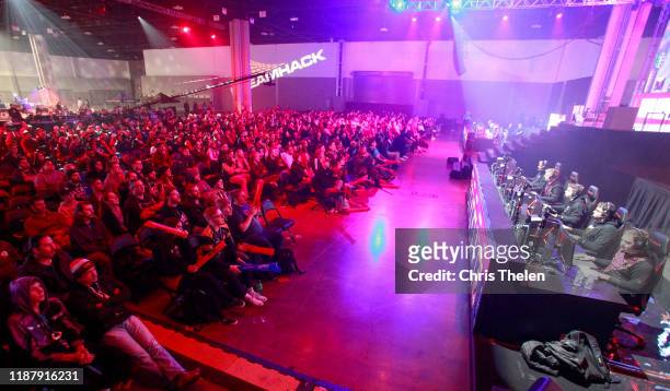 Big crowd watches team Renegades compete in the quarterfinals of the game Smite during DreamHack Atlanta 2019 at the Georgia World Congress Center on...