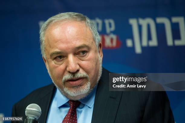 Avigdor Lieberman, Yisrael Beiteinu Party leader speaks at a press conference on December 11, 2019 in Jerusalem, Israel. Israel heads to Third...