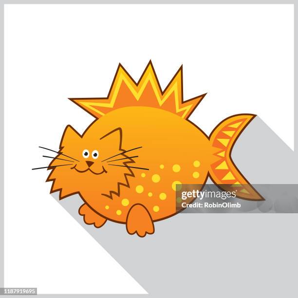 gold cat fish shadow icon - catfish stock illustrations