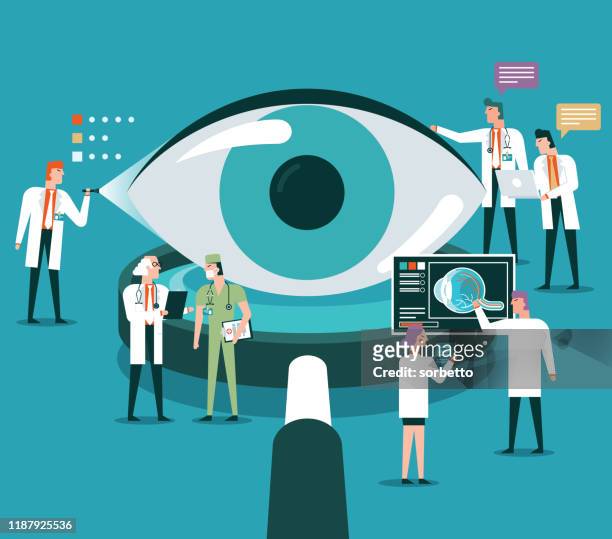 magnifying glass - eyesight - retina stock illustrations